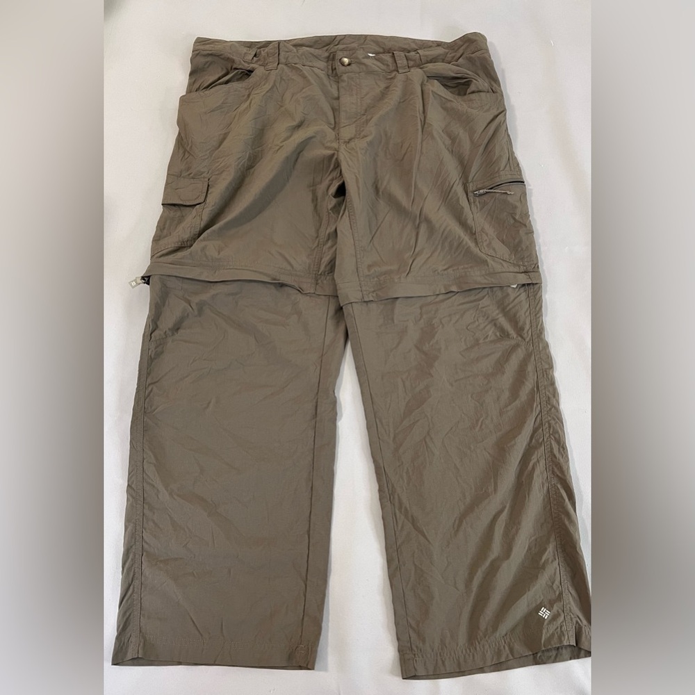 Columbia Mens Brown Convertible Pants 42x30 Omni Shade Khaki Cargo Hiking‎